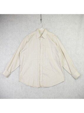 Zanella Mens Long Sleeve Button Up Shirt Size 42-16.5 Dress Shirt Cream Italy